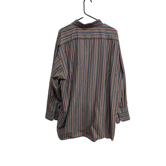 Visconti Uomo Striped Long Sleeve Button Front Shirt Multi Sz 3XLB Rainbow Work - Picture 2 of 10
